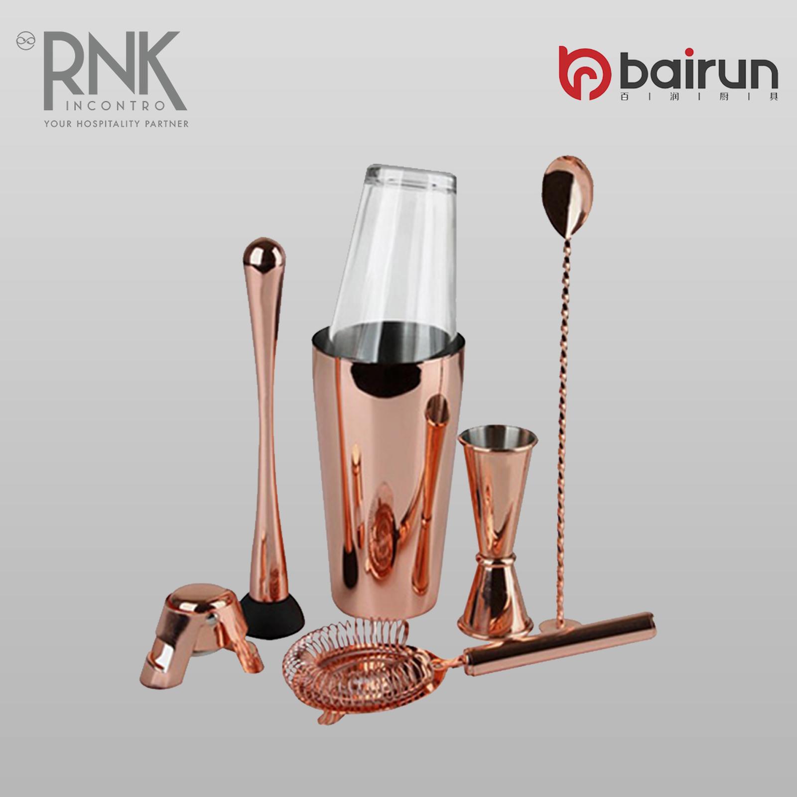 Bairun Set Cocktail Shaker, Ice Tong, Shaker, Cocktail Stainer, Jigger, Cocktail Straw, Silver Colour
