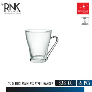 Bormioli Rocco Oslo Mug with Stainless Steel Base & Handle, 328 cc