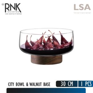 LSA "City" Bowl & Wallnut Base, 30 cm