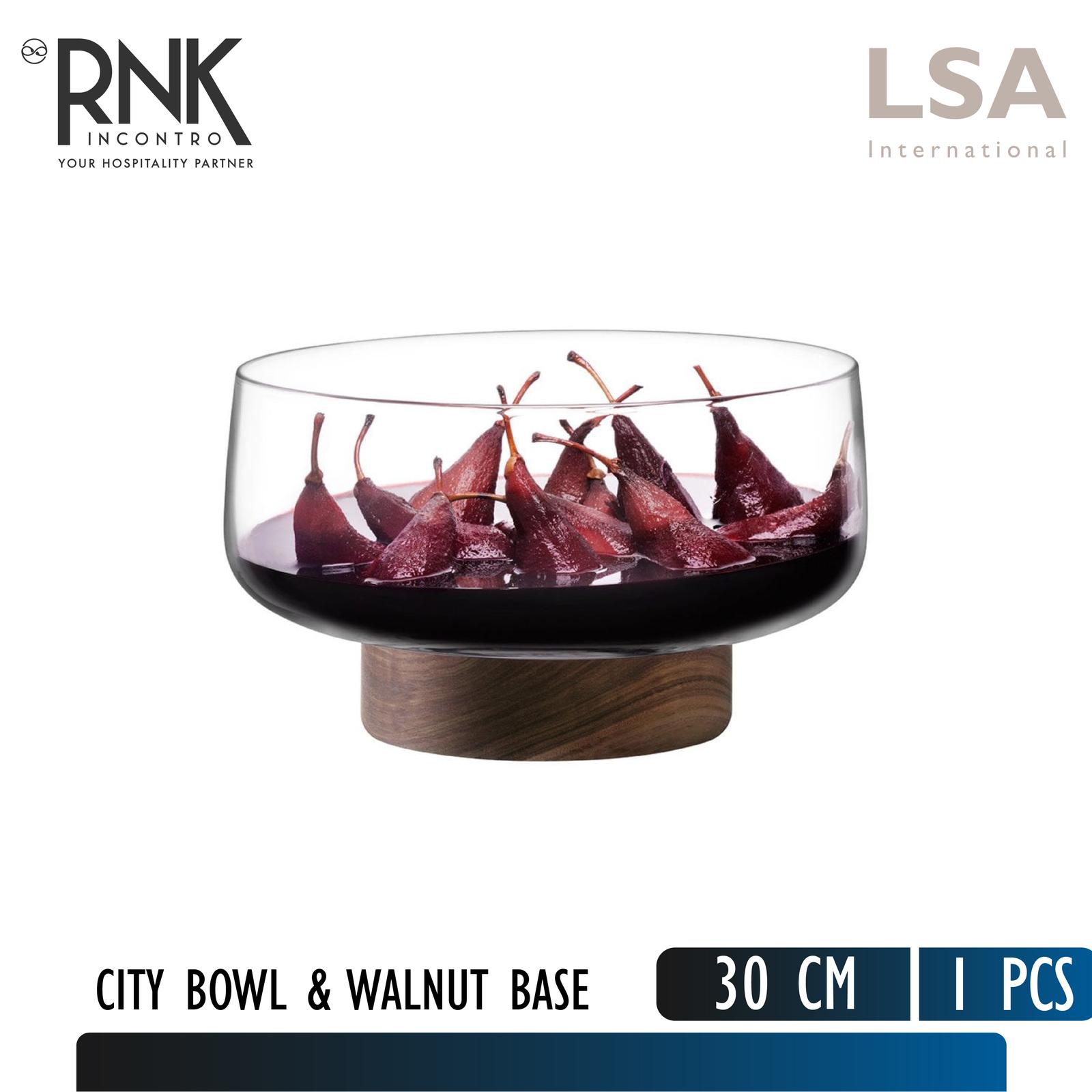 LSA "City" Bowl & Wallnut Base, 30 cm