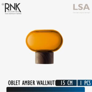 LSA "Oblate" Amber Vase Wallnut Base