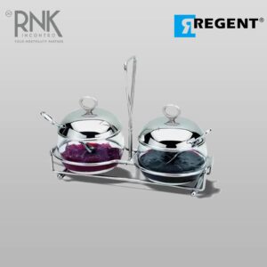 Regent Double Dish Jam Stainless Steel with Pearl Color Ovation Knop (Spoon Include)
