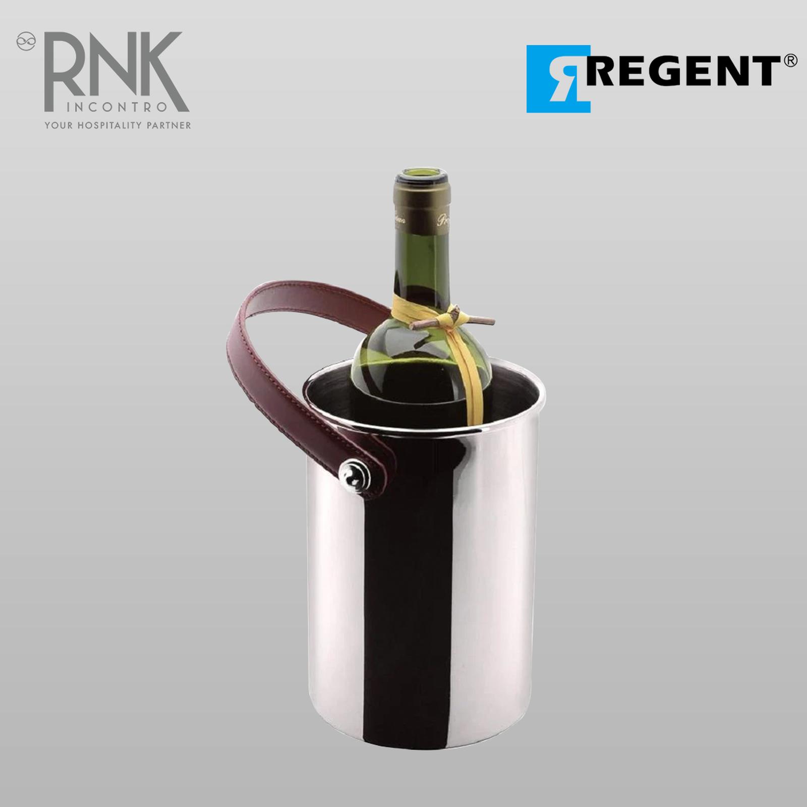 Regent Wine Cooler Stainless Steel with Brown Leather Handle